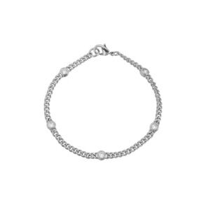 Lili Claspe Silver Bezel CZ Chain Link Bracelet